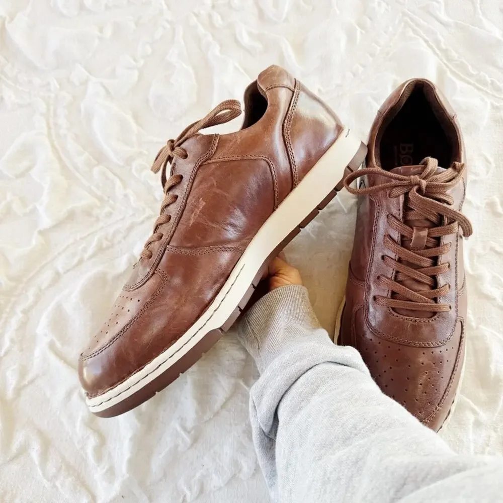 Born Men's Brown Leather Captain Sneakers Size 13